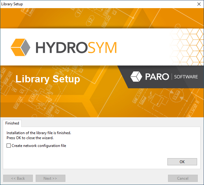 HydroSym Lirbary Setup Finished Screenshot