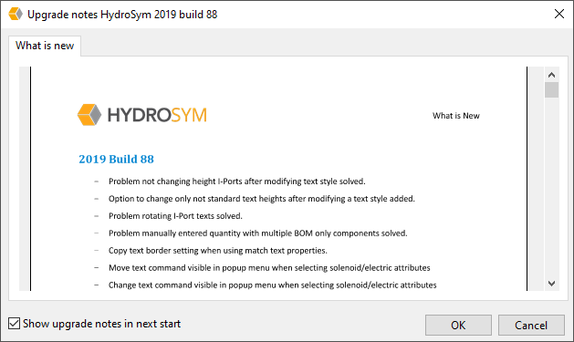 HydroSym Changelog dialog